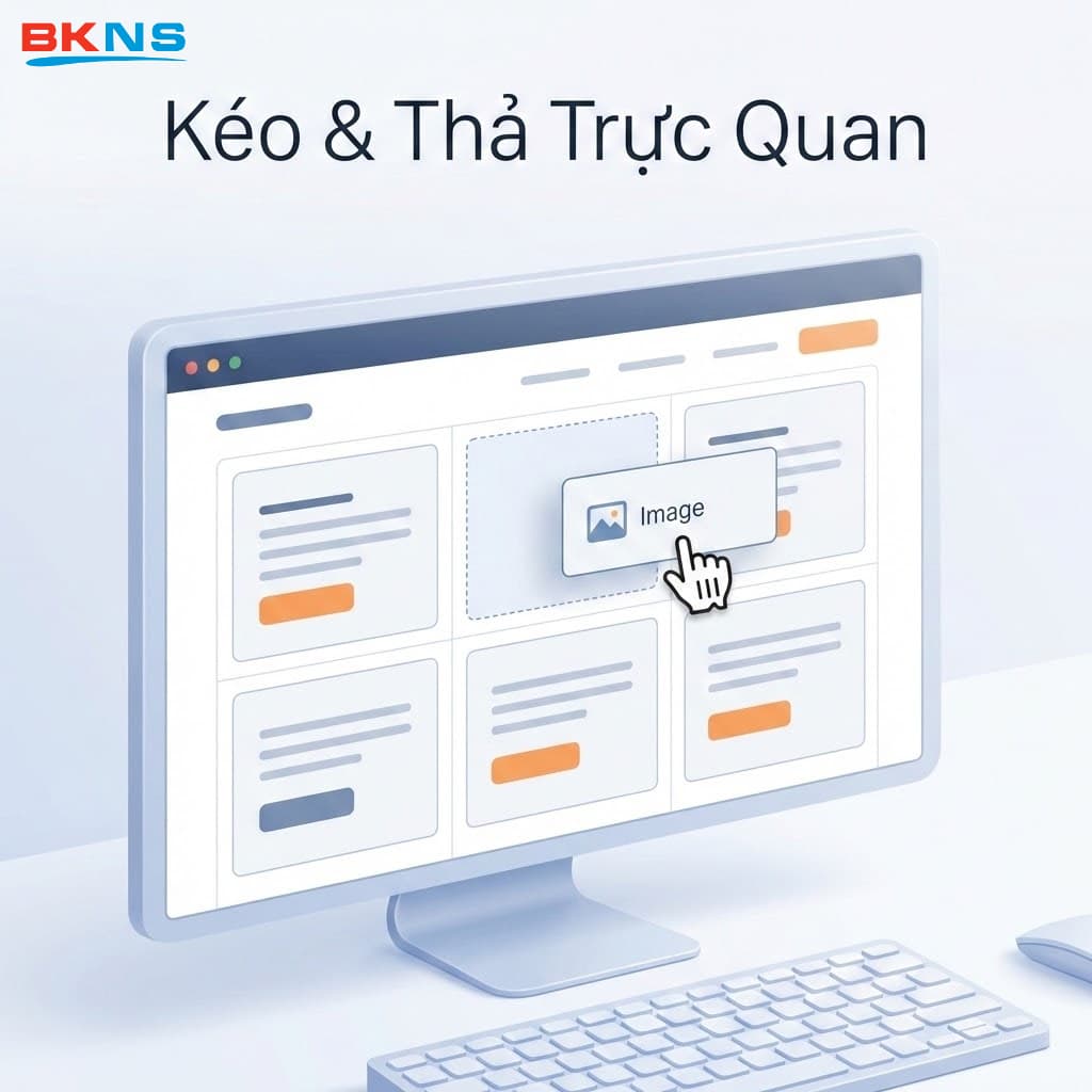 Thao tác kéo thả đơn giản giúp xây dựng bố cục nhanh chóng