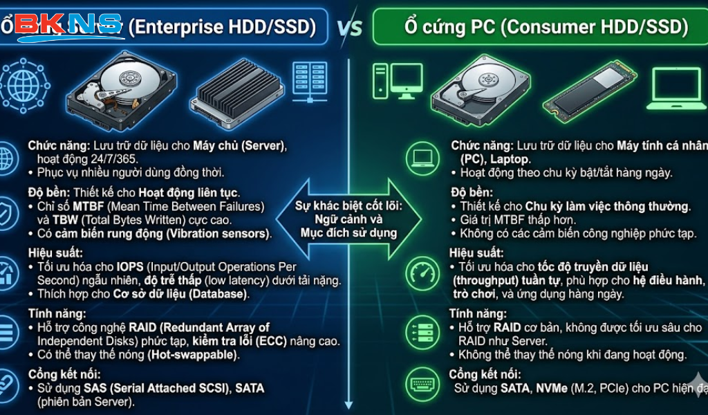 Phân biệt Ổ cứng Server và Ổ cứng PC 
