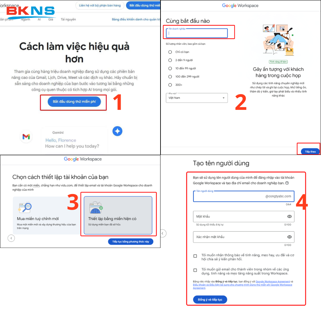 Đăng ký tài khoản và thiết lập thông tin