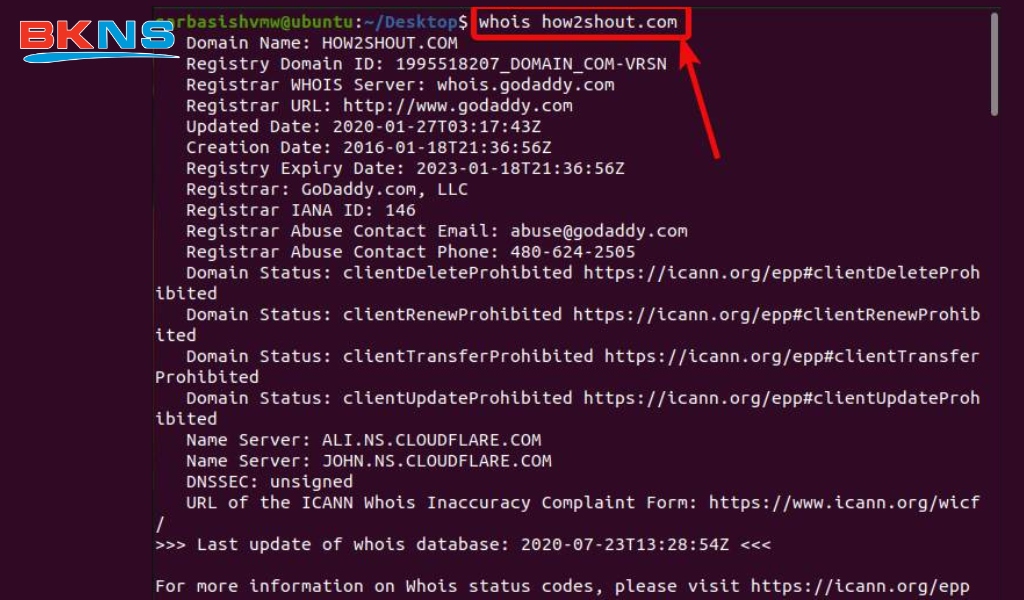 Kiểm tra tên miền bằng lệnh WHOIS / Command Line