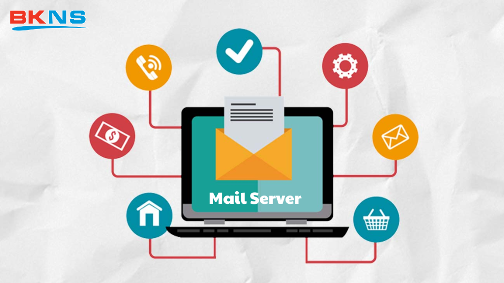 Minh họa tổng quan về vai trò của Mail Server trong việc tiếp nhận, chuyển tiếp và lưu trữ email.