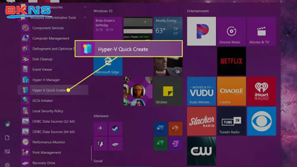 Chọn Hyper-V Quick Create
