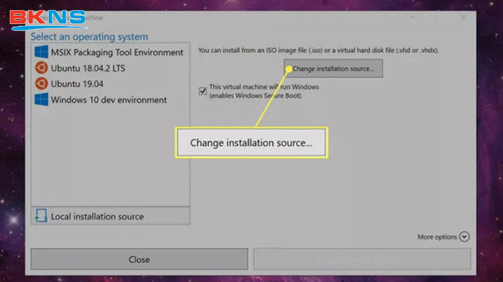 Chọn Change installation source