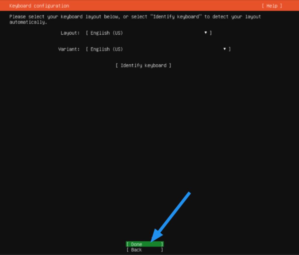 Sử dụng phím Tab để di chuyển, Enter để chọn ngôn ngữ