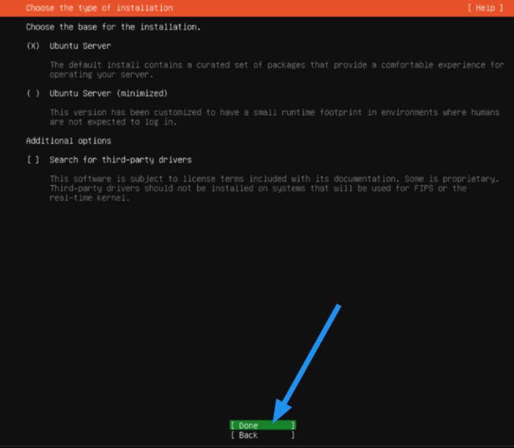 Chọn mặc định phiên bản Ubuntu Server