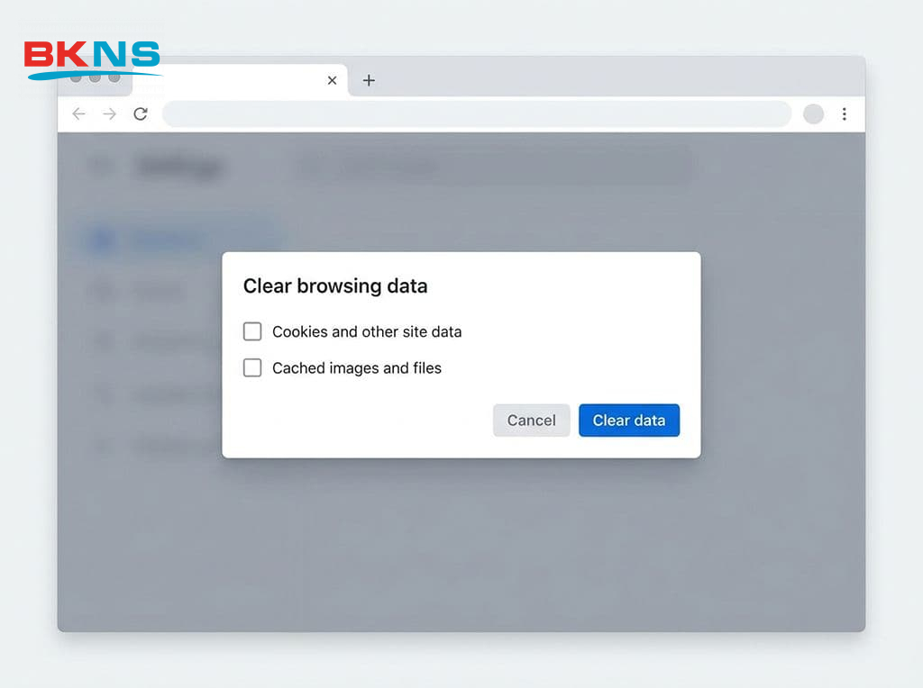 Giải pháp khắc phục lỗi HTTP 500 bằng cách xóa lịch sử duyệt web và bộ nhớ đệm Cache trình duyệt.