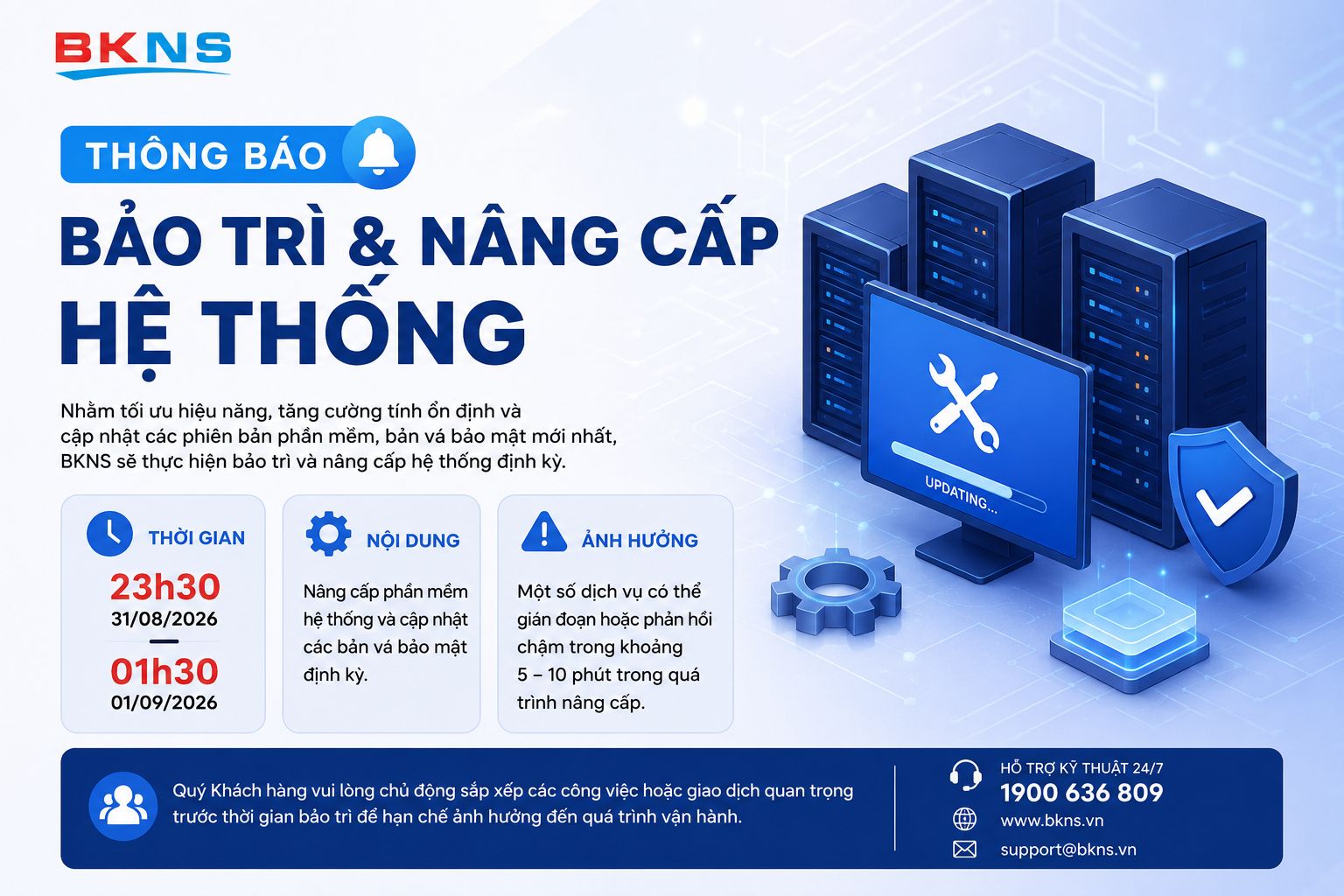 thông báo nâng cấp hệ thống